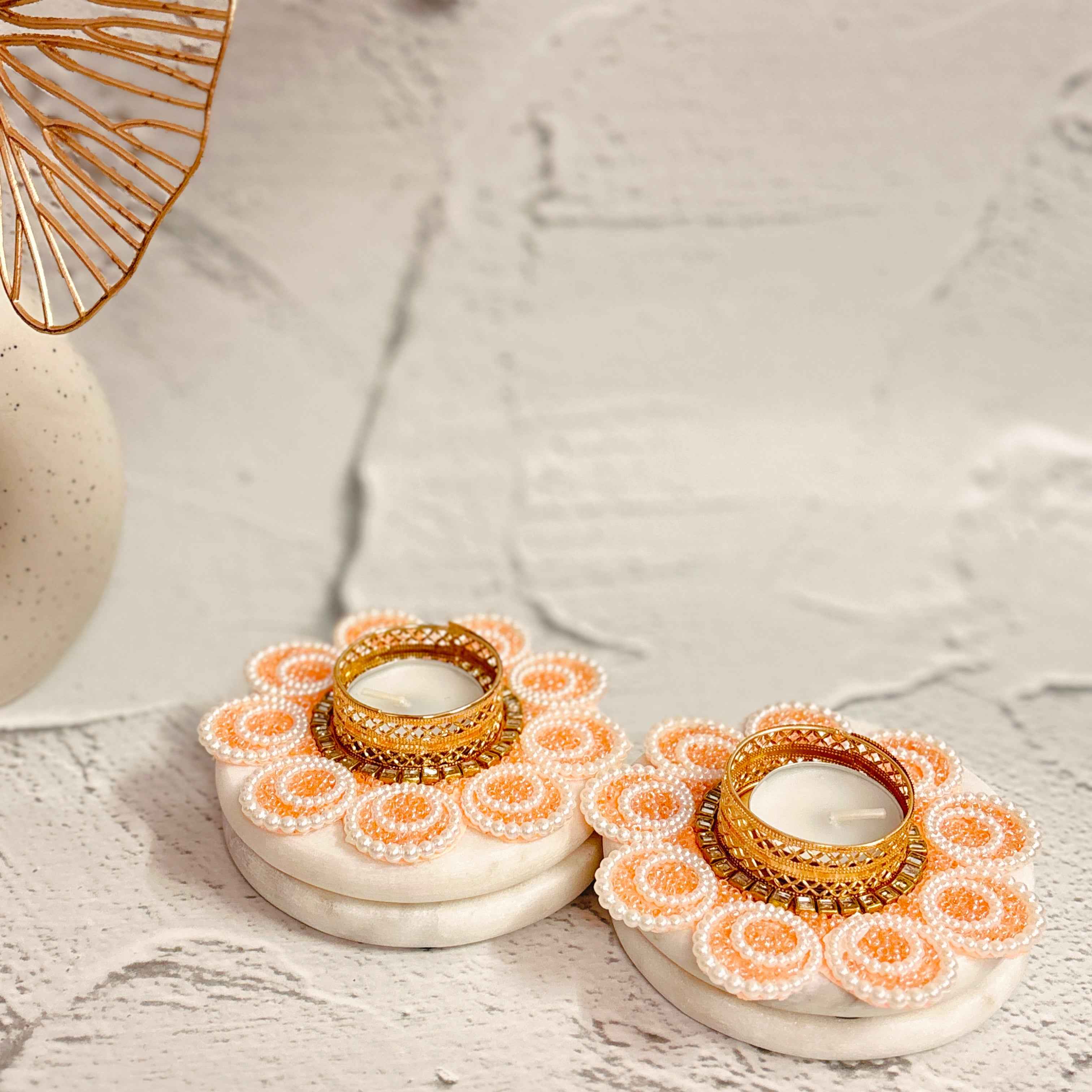 Blossom Beads Tealight Holder Tyohaarvibe Set of 2 - TyohaarVibe