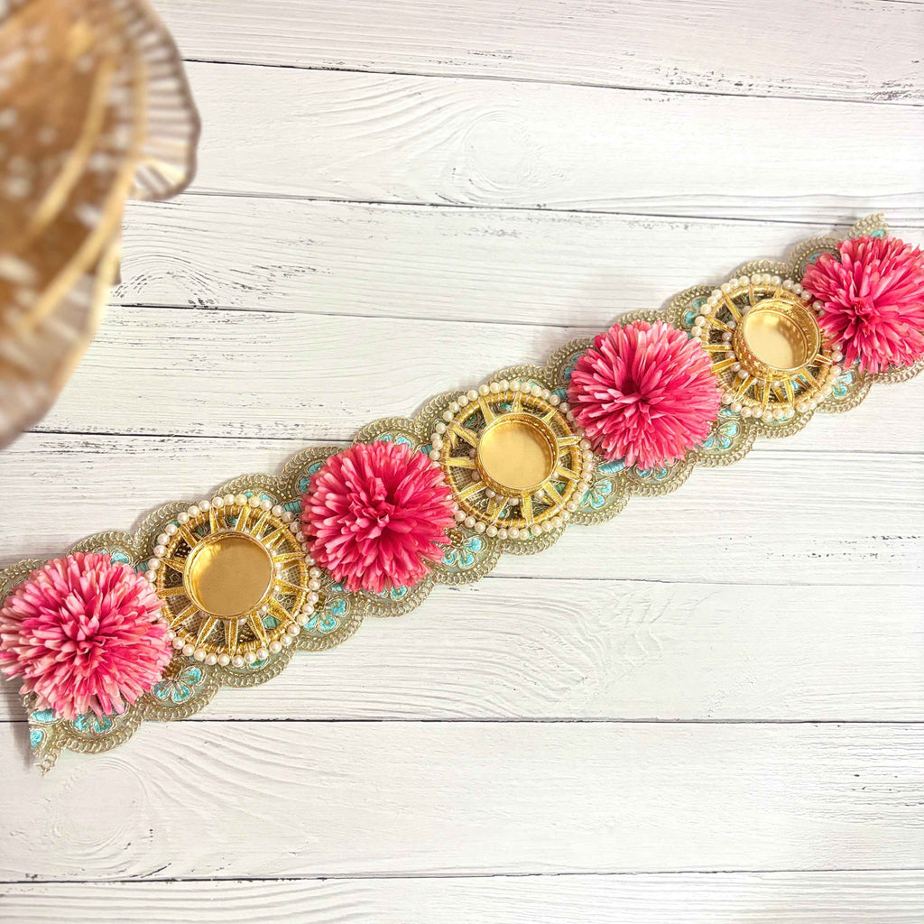 Festive Blooms Table Runner | Pink & Gold Floral Table Decor