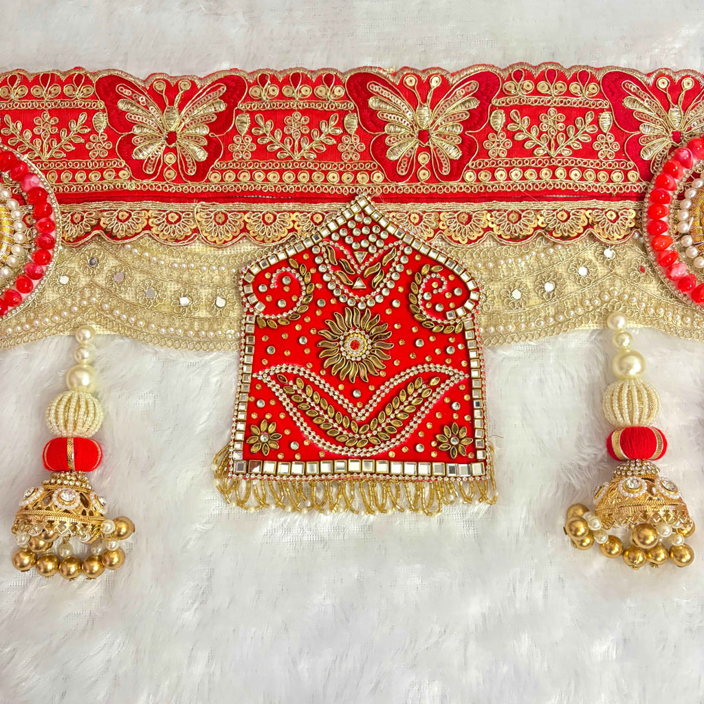 Shubh Dhwani | Red & Gold Jhumka Bandarwal