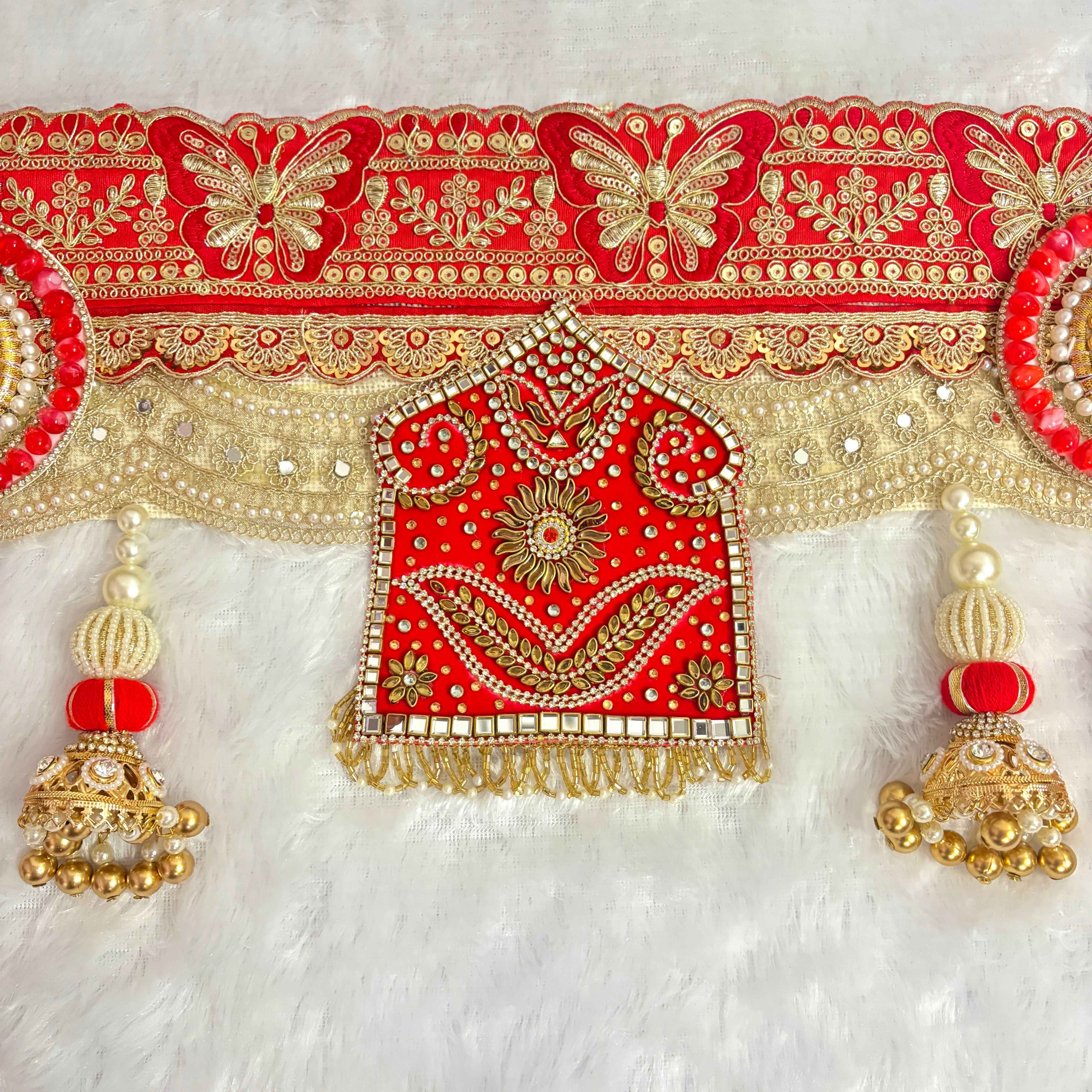 Shubh Dhwani | Red & Gold Jhumka Bandarwal