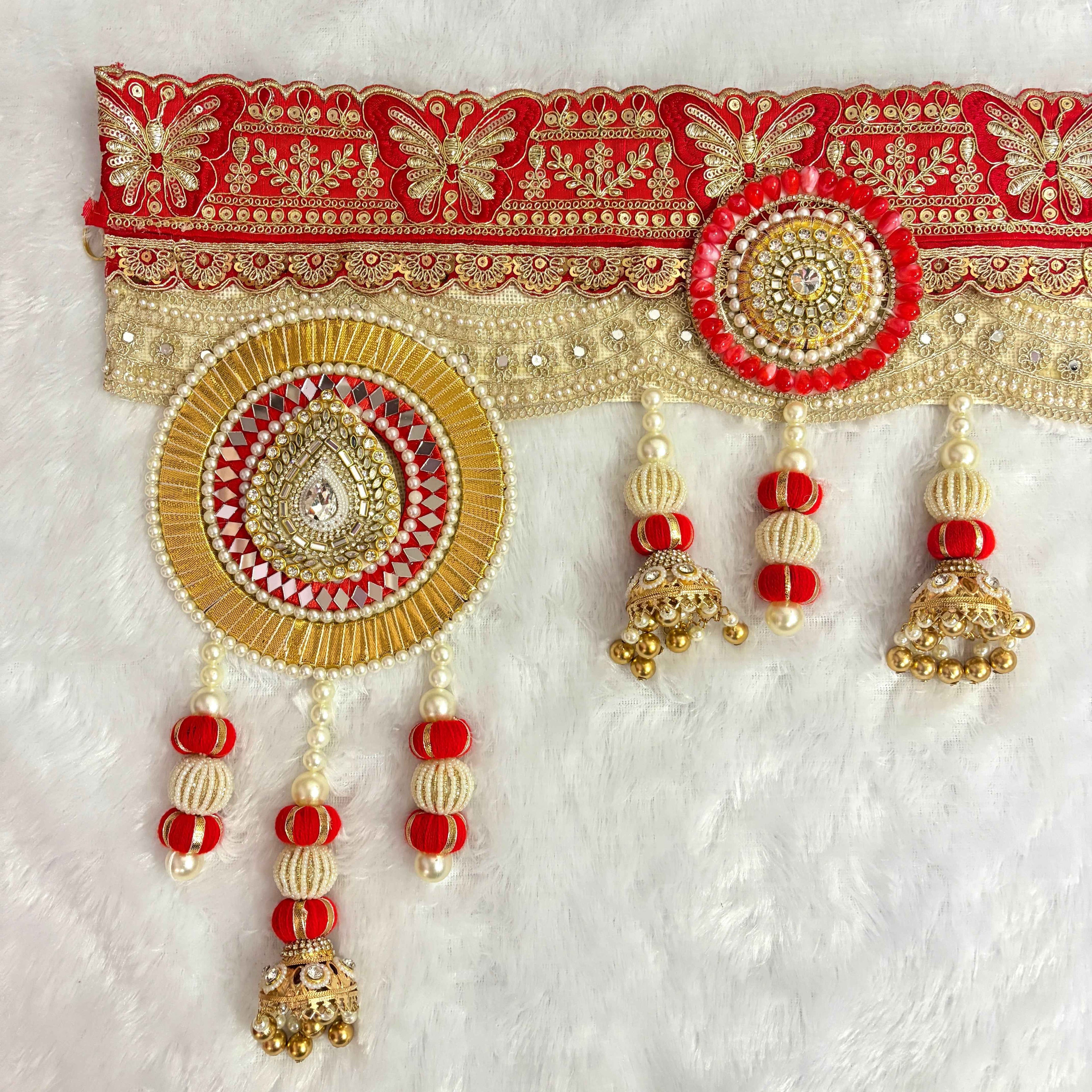 Shubh Dhwani | Red & Gold Jhumka Bandarwal