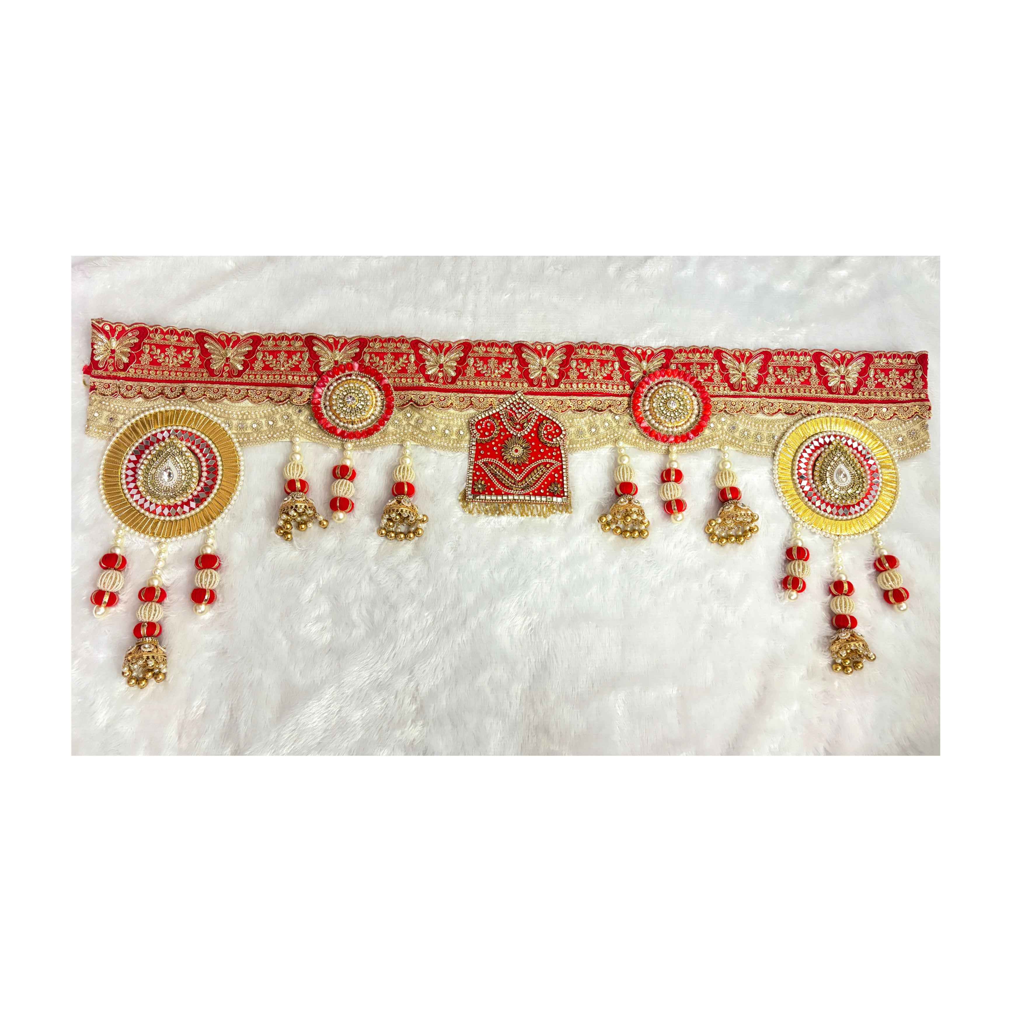 Shubh Dhwani | Red & Gold Jhumka Bandarwal
