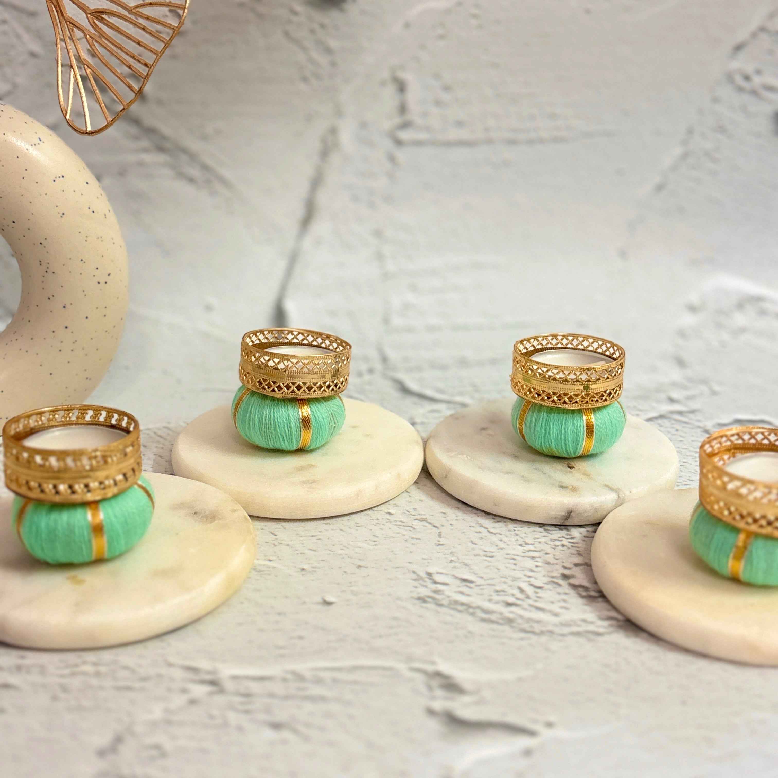 Festive Threads | Thread-Wrapped Tea Light Holders - TyohaarVibe