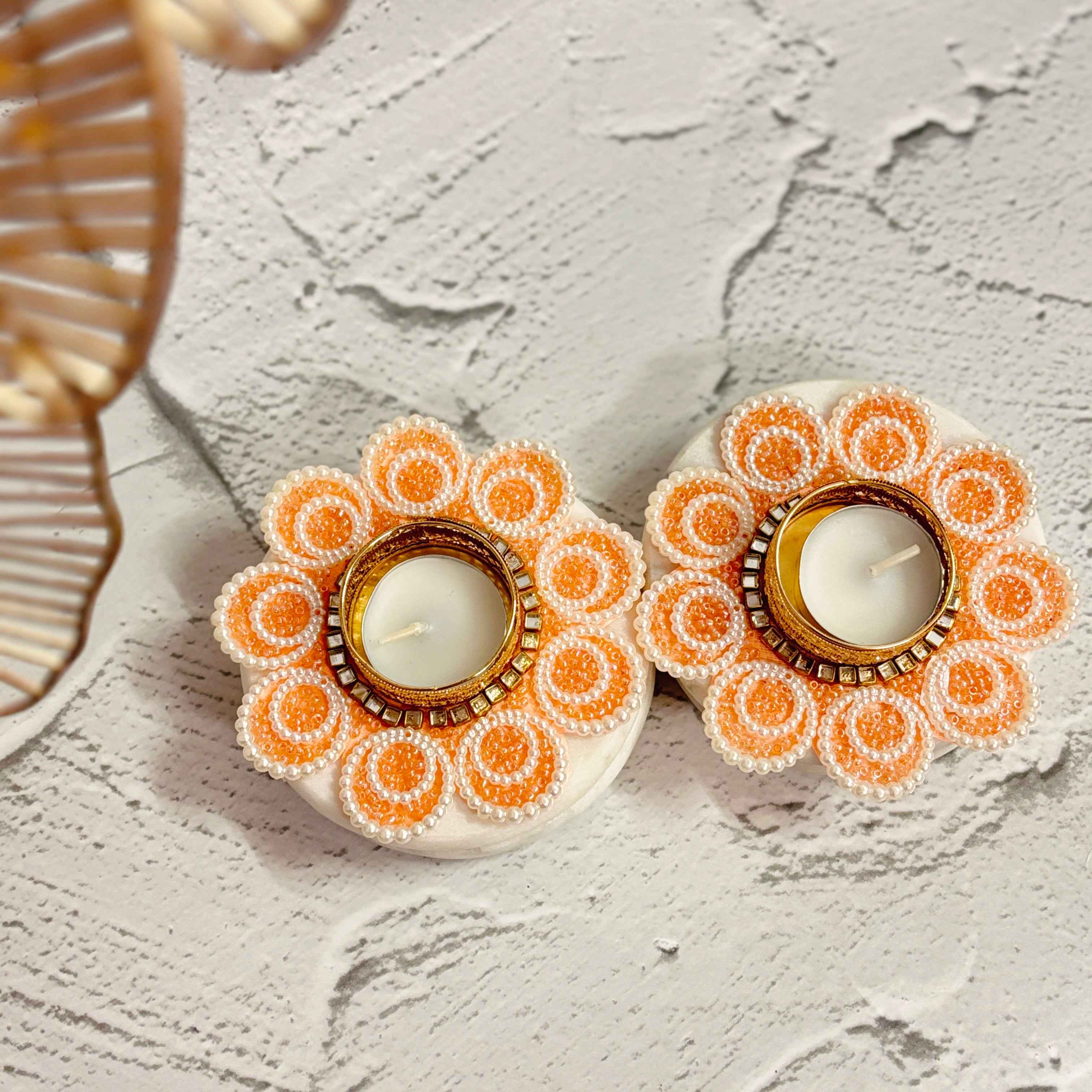 Blossom Beads Tealight Holder Tyohaarvibe Set of 2 - TyohaarVibe