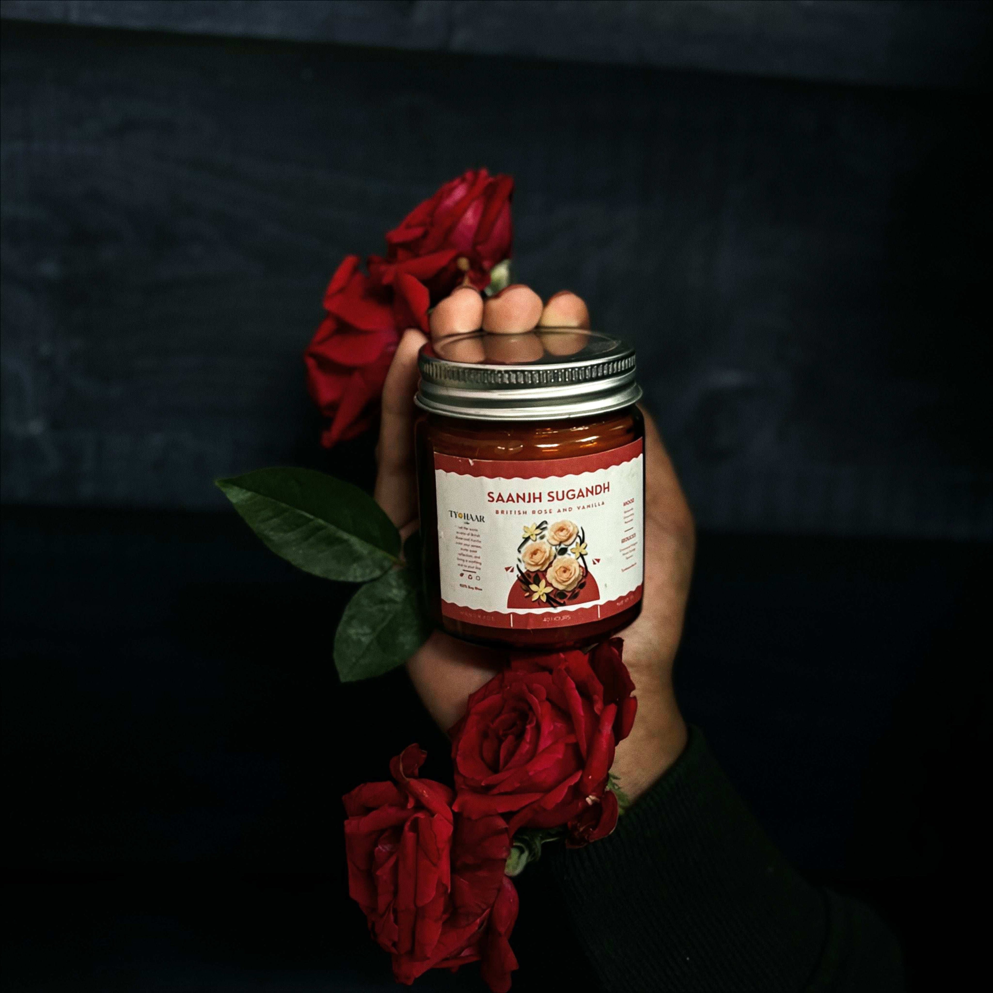 Saanj Sugandh Romantic Rose Vanilla Scented Candle TyohaarVibe - TyohaarVibe