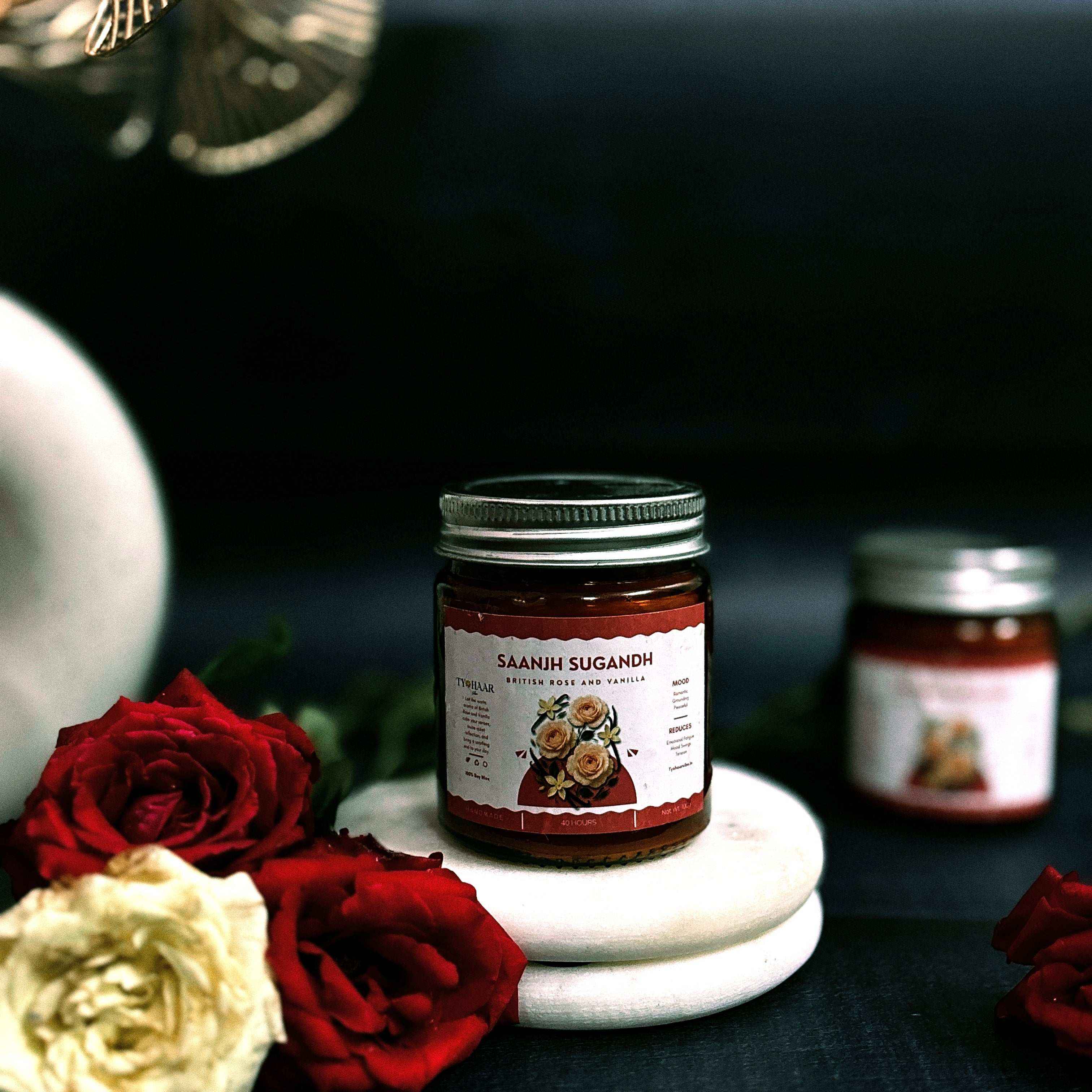 Saanj Sugandh Romantic Rose Vanilla Scented Candle TyohaarVibe - TyohaarVibe